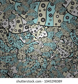 Print. Fashionable fabric pattern. Vector. Doodles neutral, black and white on colors.
