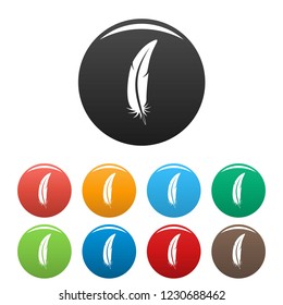 Print feather icons set 9 color vector isolated on white for any design