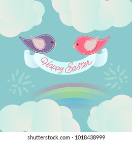 A print of felt birdies for easter.