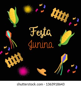 Print Festa Junina celebration flat vector illustration