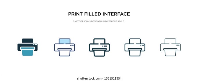 print filled interface tool icon in different style vector illustration. two colored and black print filled interface tool vector icons designed in filled, outline, line and stroke style can be used