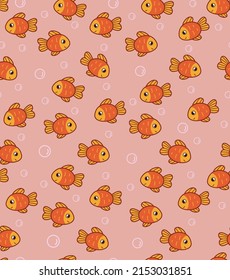 
Print with fishes vector children's pattern, pink background.