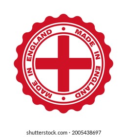 Imprimir con bandera de Inglaterra y texto "hecho en Inglaterra". Hecho en Inglaterra. Calidad del logotipo inglés. Ilustración del vector