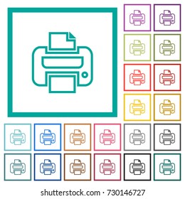 Print flat color icons with quadrant frames on white background