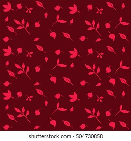 print with floral motifs. berries. leaves.