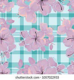 Print with flowers. Vector floral seamless pattern. Art for fashion, clothes, cards, invitations, flyer. Pattern cage