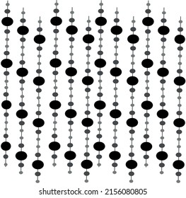 print in the form of beads on a thread.