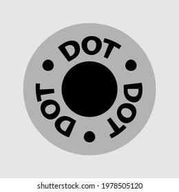 print in the form of an illustration with a stylized image of a dot and text around it for prints on T-shirts, tracksuits and other clothing, as well as for logos and icons
