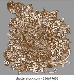 Print freehand drawing rose