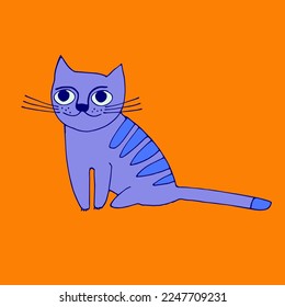 Drucken Sie mit lustiger Katze, Avatar, in leuchtenden Farben. Ideal für Kinder. Hergestellt aus Vektorgrafiken in Cartoon, Skizze-Stil