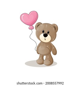 print funny teddy bear with a balloon 