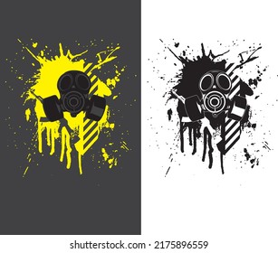 Print with gas mask and splash background