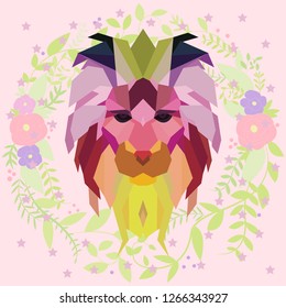 print geometry lion vector 