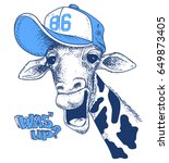 print with giraffe images and text, grunge effect, t-shirt design