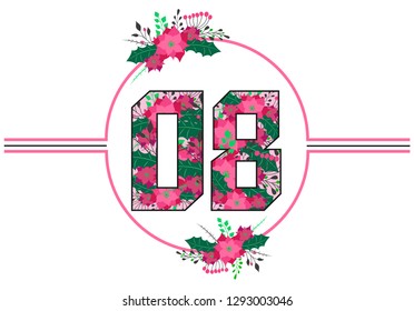 Print for girly or kidswear. Vector illustration with flowers, text, symbols. Picture for prints, blanks, cards, patterns, posters and more.