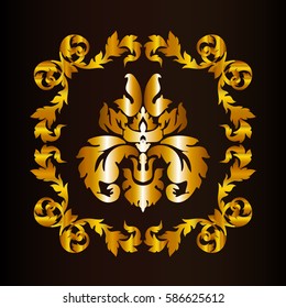 Print gold flower in the frame