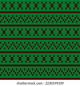 Print with green and red hearts. Christmas print.