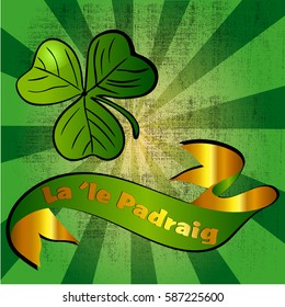 Print greeting card for St. Patrick's day with Shamrock and the words