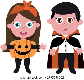 Print Hand drawn halloween kid. Vector Illustration.