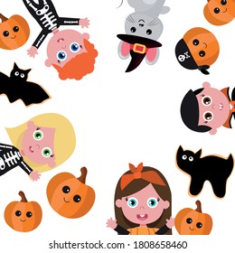 Print Hand drawn halloween kid. Vector Illustration.