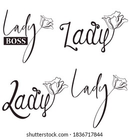 Print Hand drawn lady with flower line vector illustration art.