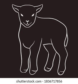 Print Hand drawn lamb line vector illustration art.