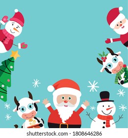 Print Hand drawn of Merry Christmas Collections. Vector Illustration.