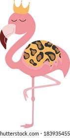 Print Hand drawn pink flamingo vector illustration art.