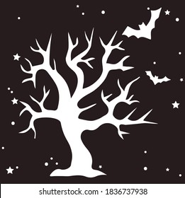 Print Hand drawn tree line vector illustration art.