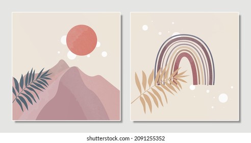 Impresión vector dibujado a mano EPS 10 Set ilustración abstracta formas de geometría de pincel pintado estética contemporánea arte moderno estilo escandinavo de diseño nórdico