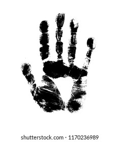 Print of hand of human, cute skin texture pattern,vector grunge illustration. Scanning the fingers, palm on white background