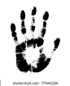 Print of hand of human, cute skin texture pattern,vector grunge illustration. Scanning the fingers, palm on white vector background
