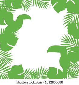 Print Hand-drawing silhouette background collection. Vector palm leaf, flowers. Element for design.