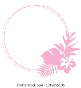 Print Hand-drawing silhouette background collection. Vector palm leaf, flowers. Element for design.