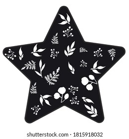 Print Hand-drawing silhouette background collection. Vector star with decoration. Element for design.