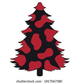 Print Hand-drawing silhouette background collection. Vector pine tree with decoration. Element for design.