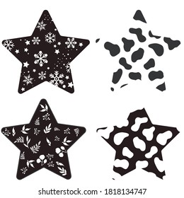  Print Hand-drawing silhouette background collection. Vector star decoration. Element for design.