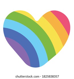 Print Hand-drawing silhouette background collection. Vector heart with rainbow decoration. Element for design.