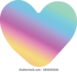 Print Hand-drawing silhouette background collection. Vector heart symbol, with rainbow decoration. Element for design.