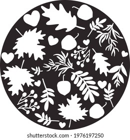 Print Hand-drawing silhouette background collection. Vector Autumn pattern background.