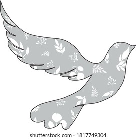 Imprimir fondo de silueta de dibujo manual. Decoración de aves de paloma vectorial. Elemento para el diseño.