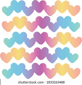 Print Hand-drawing silhouette background. Vector rainbow hearts, decoration. Element for design.