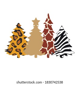 Print Hand-drawing silhouette christmas tree. Vector pine tree. Element for design.