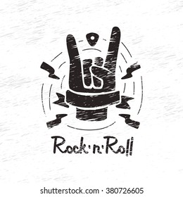 Print hand-drawn on rock and roll