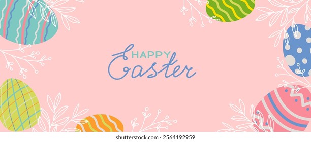 Print for happy Easter. Spring easter decor. Vector illustration for invitation, poster, cards.