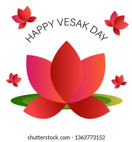 Print Happy Vesak Day with Lotus vector background