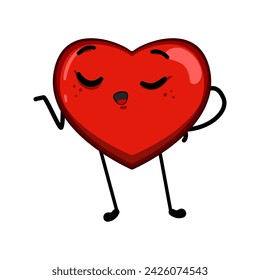 print heart character cartoon. valentine day, comic poster, abstract trendy print heart character sign. isolated symbol vector illustration