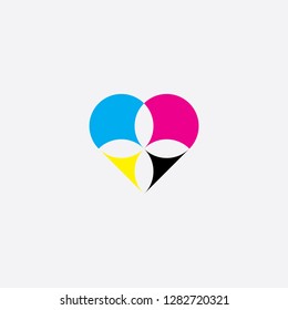 print heart cmyk vector logo icon symbol