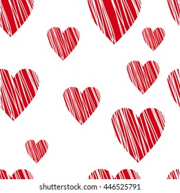print of hearts drawn in the vector