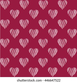 print of hearts drawn in the vector